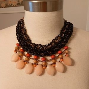 Beautiful statement necklace! Brown gold orange